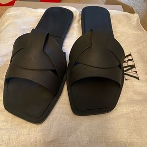 ZARA - Slide Sandal / Color: Black / Brand New